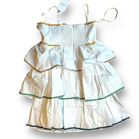 English Factory Colorblock Wave Trim 3 Tiered Dress White Ruffle NWT Size Small - Picture 7 of 12